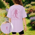 thumbnail image 2 of T-Shirt Décontracté à Manches Courtes pour Filles, Col Rond, Haut Imprimé, Tissu Extensible Confortable pour le Quotidien, l'École et les Activités Extérieures, Âges 3-13, 2 of 6