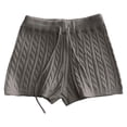 thumbnail image 4 of Arlun Womens Cable Knit Shorts Casual High Waist Drawstring Slim Fit Stretchy Yoga Shorts 2026 Spring and Summer Casual Soft Comfortable Solid Color Sweatshorts Grey S, 4 of 4