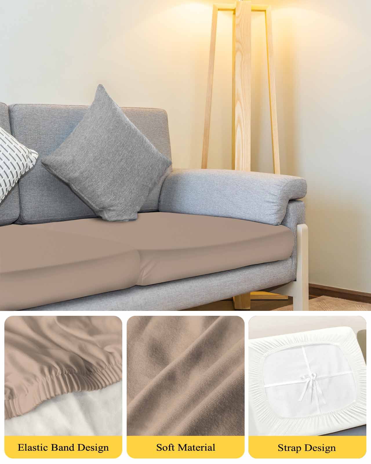 Warm Beige Couch Cushion Covers Stretch, Washable Sofa Seat Covers Individual Seat Cushion Sofa Slipcovers Solid Color Farmhouse Beige Couch Cover Furniture Protector S-1PCS