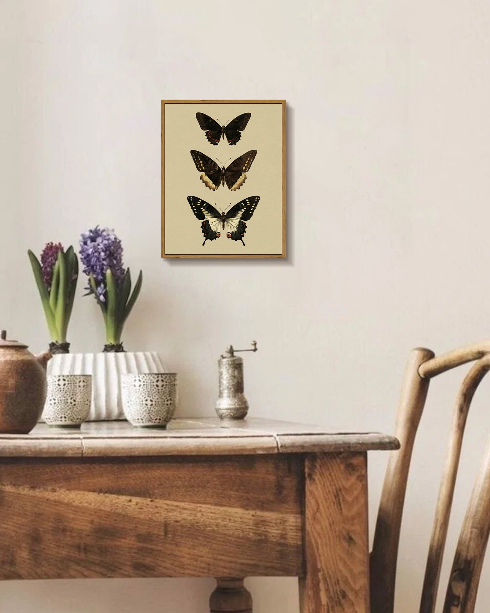 Drsoum Vintage Gold Butterfly Wall Art Bedroom Bathroom Shelf Retro Butterfly Illustration Room Decor Canvas Prints Antique Picture Frame Paintings Home Farmhouse Wall Decor 11x14in Brown Framed
