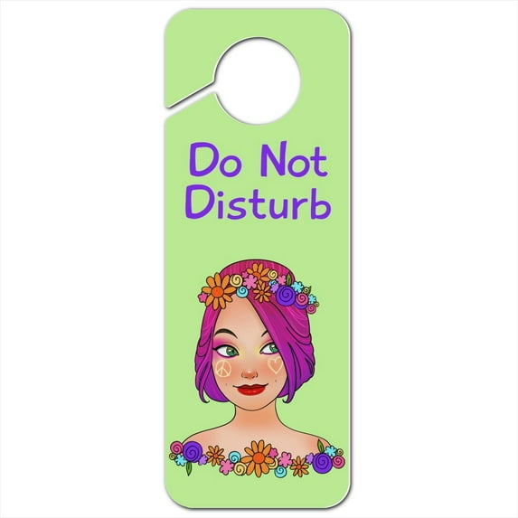 Classy Modern Day Hippie Flower Child Plastic Door Knob Hanger Sign