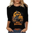 thumbnail image 2 of Heisall Womens Tops 3/4 Sleeve Round Neck Loose Casual Blouses Halloween Print Tshirts Festive Fashion 2025 New Arrival, 2 of 5