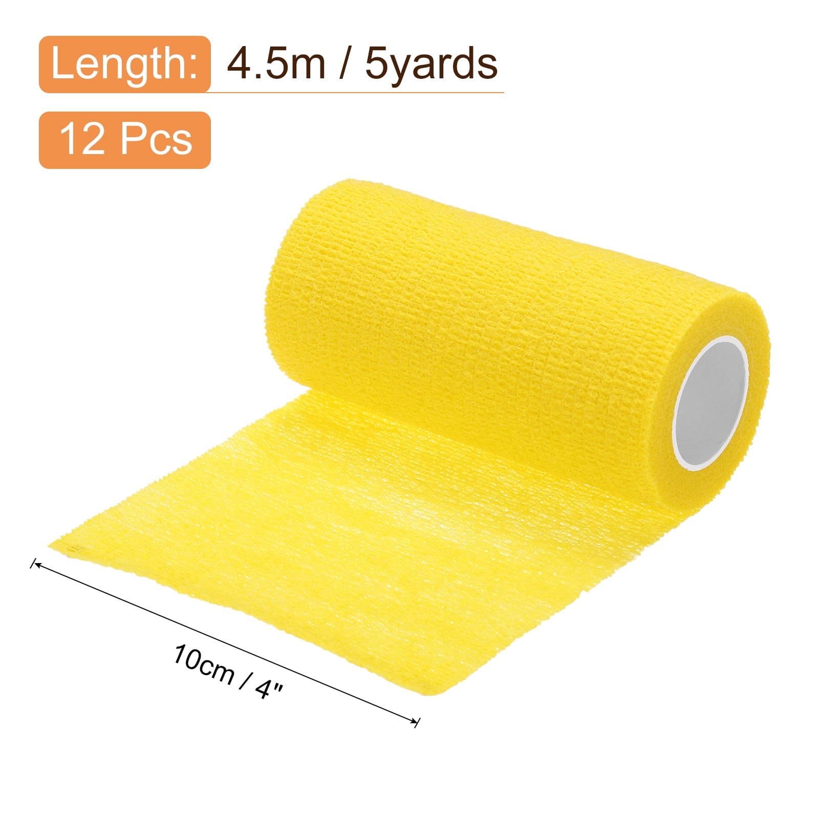 12 Pack Elastic Cohesive Bandage Wrap 4 Inch x 5 Yards Breathable Self Adhesive Athletic Tape Roll Yellow