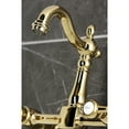 thumbnail image 3 of Kingston Brass KS2442TAL Tudor Double-Handle Wall-Mount Bridge Kitchen Faucet, Polished Brass, 3 of 7