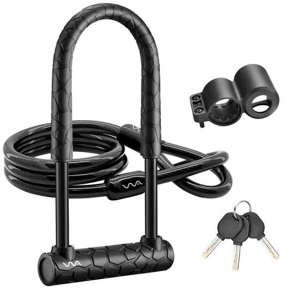 Candado en U para bicicleta, grillete con candado en U para bicicleta de combinación resistente, cable de seguridad de 4 pies de longitud con soporte de montaje resistente y llave, candados seguros pa