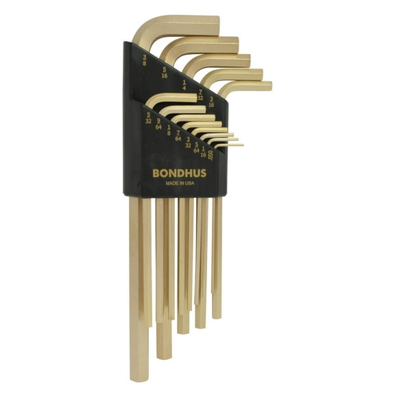 Bondhus 39195 Set of 15 Hex L-wrenches w/GoldGuard,Extra Long,sizes 1.27-10mm