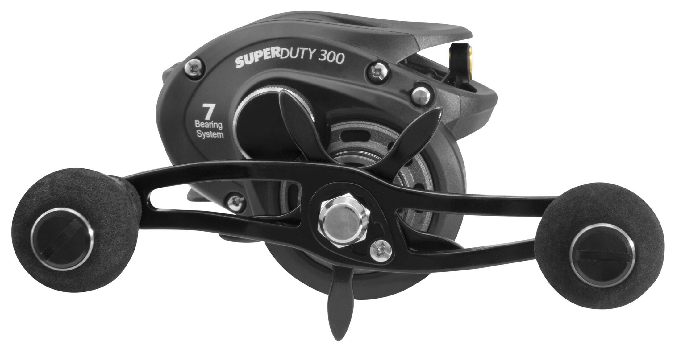 Lews SuperDuty 300 SS Baitcast Fishing Reel, Size 300 Reel, 7.2:1 Gear Ratio, Right-Hand Retrieve, Black