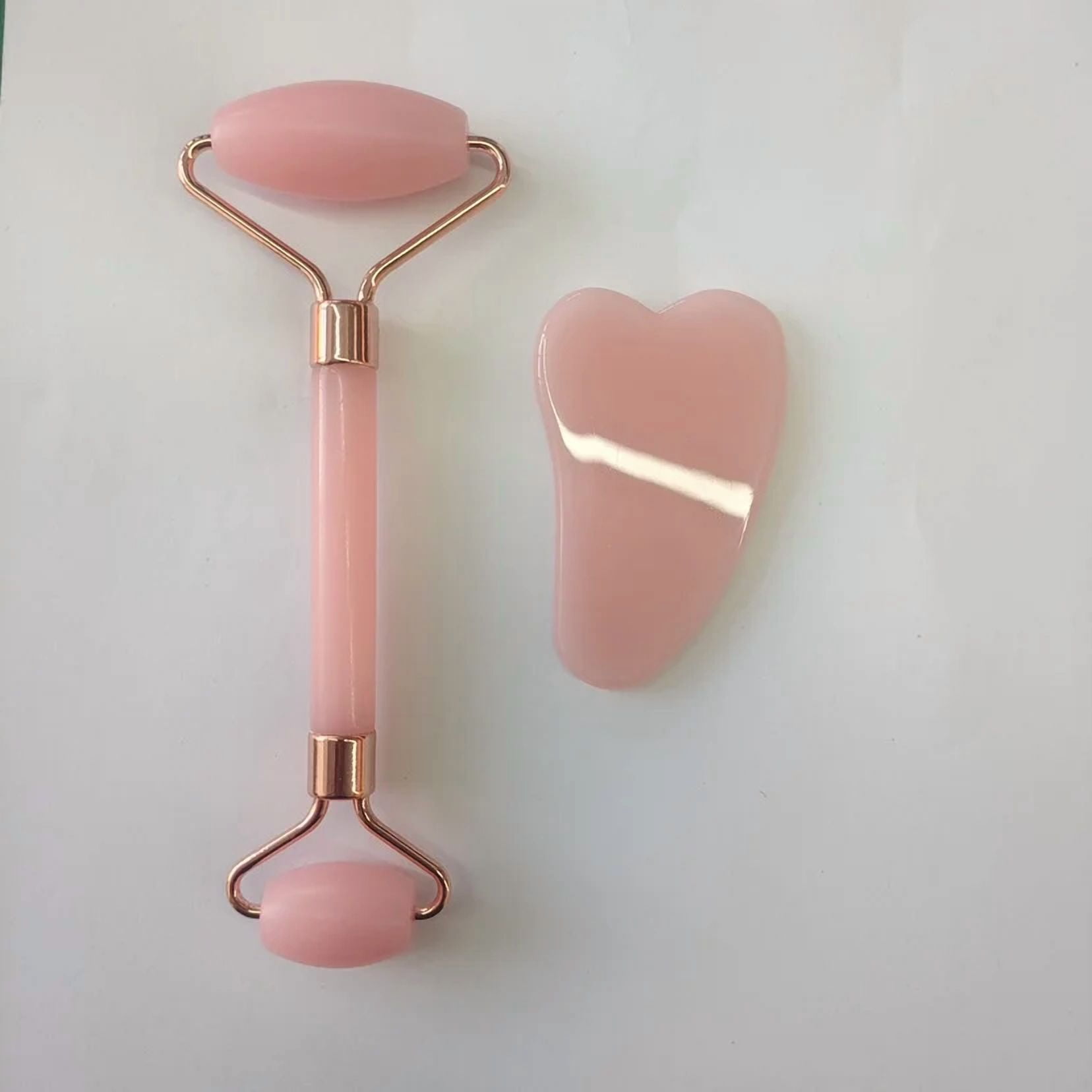 2-in-1 Face Roller and Gua Sha Tool Set, Rose Quartz Facial Massager for a Soothing, Cooling Sensation and Radiant Appearance
