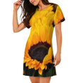 thumbnail image 2 of Fotbe Flower Bush Sunflower Bata de Dormir para Mujer con Estampado, Camisón de Algodón de Manga Corta, Ropa de Dormir Casual, 2 of 6