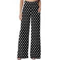 thumbnail image 3 of Textilo Polka Dots Pants for Women Wide Leg Elastic High Waisted Pant with Pockets Trouser Casual Comfy Lounge Y2k Loose Fit 2026 Slacks,Black 3XL, 3 of 5