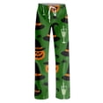 thumbnail image 4 of Domzest Halloween Pajama Pants for Women Pumpkin Ghost Bat Print Drawstring Elastic Waisted Sleepwear Wide Leg Funny Pajama Bottoms Dark Green S, 4 of 5
