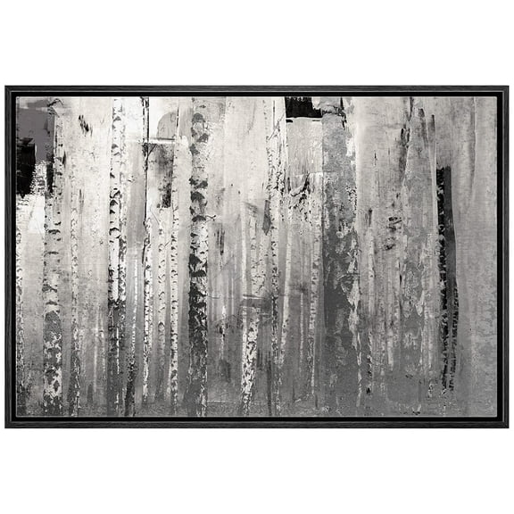 wall26 Canvas Print Wall Art Grunge Style White Birch Tree Forest Nature Wilderness Mixed Media Modern Art Rustic Landscape Relax/Calm Multicolor for Living Room, Bedroom, Office - 16"x24"