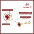 thumbnail image 3 of 14k Yellow Gold Nose Ring with Simulated Ruby Bezel Set Micro Stud Piercing Body, 3 of 6
