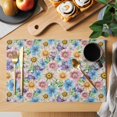 thumbnail image 2 of Spring Flowers Placemats Set of 6, Watercolor Floral Daisy Plants Country Placemats for Dining Table, Place Mats for Kitchen Tabletop, Waterproof Wipeable Dining Table Mats Set, 2 of 9
