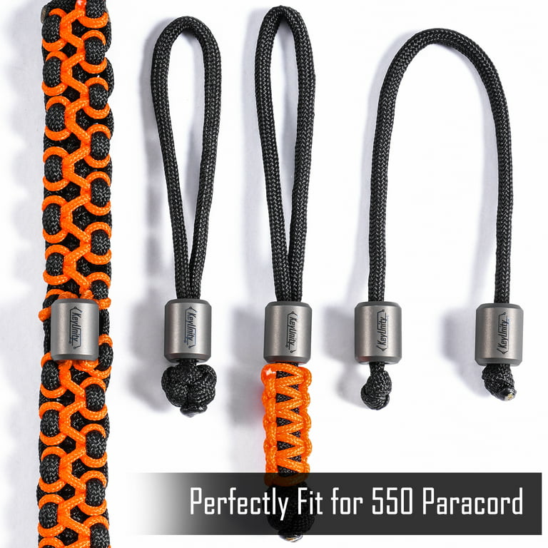 Key Unity Titanium Paracord Bead, 2 Pcs Knife Lanyard Beads EDC Accessories  for Bracelet Necklace Mini Flashlight Keychain, KA01 Gray 