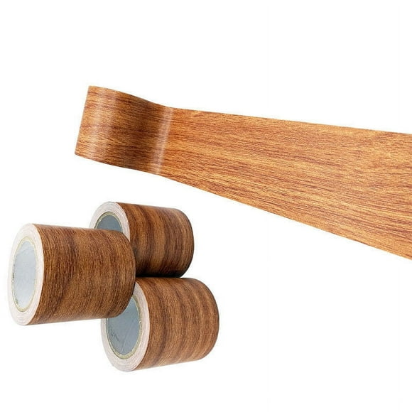 1 Pcs Roll Realistic Wood Grain Repair Duct Tape Furniture Renovation Baseboard Line (W: 8CM*W: 4.57M) Chocolate Color