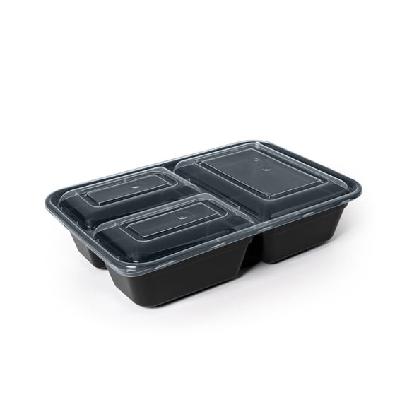Mainstays 15-Pack BPA-Free Meal Prep Containers with 3 Compartments and Lids, Leak-Resistant, Microwave and Dishwasher Safe