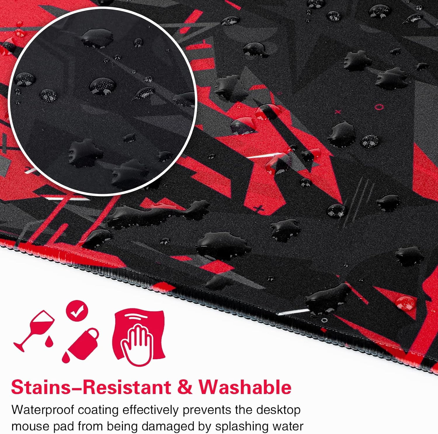 Gaming Mouse Pad, Extended Mouse Pad 31.5x15.7inch XXL Large Big Computer Keyboard Mouse Mat Desk Pad with Non-Slip Base and Stitched Edge for Home Office Gaming Work (Black Red)