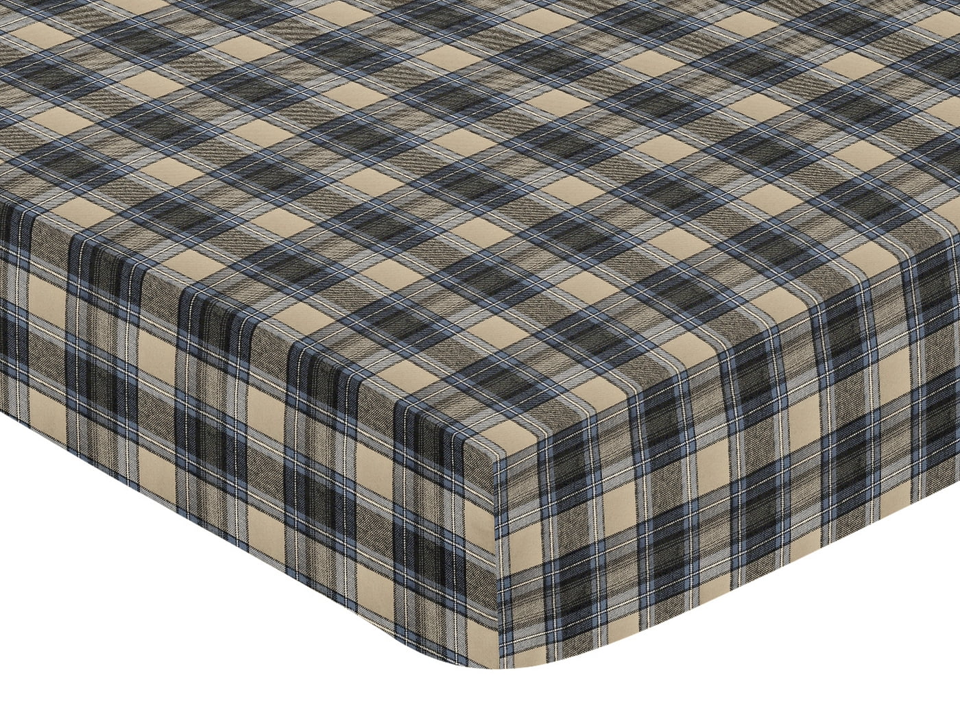 Sweet Jojo Designs Rustic Patch Blue and Tan Fitted Crib Sheet