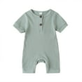 thumbnail image 3 of Infant Baby Romper One Piece Jumpsuits Bodysuit Knitted Rib Short Sleeves Summer Outfits 0-18 M, 3 of 5