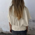 thumbnail image 2 of Uootdi Womens Blouses V Neck Batwing Sleeve Smocked Hem Loose Fit Breathable Pullovers Casual Daily Tops Gift, 2 of 4