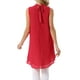 thumbnail image 3 of INSPIRAR CHIC Blusas sin mangas de gasa para mujer con cuello alto, lazo en la espalda, dobladillo asimétrico, camiseta de verano, L rojo, 3 of 6
