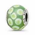 thumbnail image 1 of Fancy Bead White Sterling Silver Glass 13.64 mm 10.00 Reflections Green White Italian Murano Bead, 1 of 2