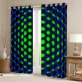 thumbnail image 2 of Navy Blue Green 30%-50% Blackout Curtains Bedroom 42"Wx90"L Neon Geometric Curtains & Drapes For Living Room,Retro 3D Abstract Honeycomb Window Curtains Geometry Beehive Window Treatments 2 Panels, 2 of 6