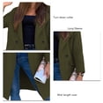 thumbnail image 4 of Chaqueta de abrigo de longitud media con bolsillos grandes, manga larga, cuello vuelto, abrigo con botones de Color puro para mujer de invierno OD Green XL, 4 of 5