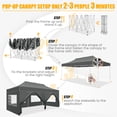 thumbnail image 4 of SANOPY 10' x 20' Heavy Duty Pop up Canopy with 6 Removable Sidewalls, Outdoor Waterproof & Party Wedding Gazebo with Roller Bag, 4 Sandbag, Gray, 4 of 8