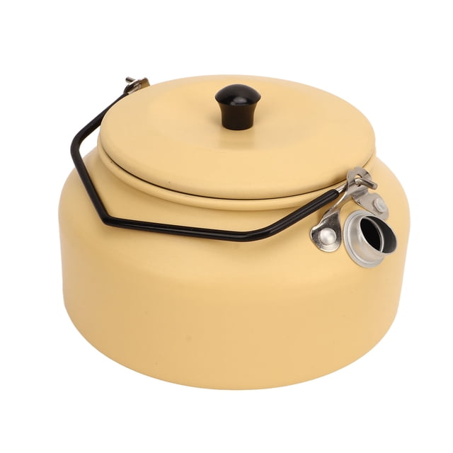 Tetera ligera, portátil, con mango ergonómico y textura exquisita, ideal para el hogar, cafeterías, camping al aire libre, color amarillo crema.