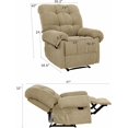 thumbnail image 6 of Overstuffed Recliner Chair for Adults, Home Theater Lounge Seating Armchair, Manual Reclining Reading Chair for Small Space Living Room Bedroom, Camel, 6 of 9