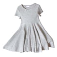 thumbnail image 4 of Fgnfyis Toddler Dress Short Sleeve Rib Knit Solid Color Casual Party Girls Toddler Kids Girls Summer Dresses Grey 4-5 Years, 4 of 6