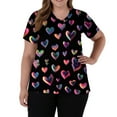 thumbnail image 5 of Stichou Women's Valentines Scrub Tops Plus Size Love Heart Graphic Holiday Short Sleeve Medical Nursing Uniforms Comfort V Neck Workout Clothes with Pockets Navy S, 5 of 5