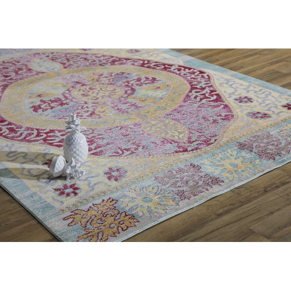 Rugs America Asteria Collection Ruby Red AI550A Transitional Floral Area Rug 4' x 6'