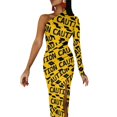 thumbnail image 3 of Caution Tape Half Dleeve Split Dress sexy dress summer dresses for women, 3 of 6