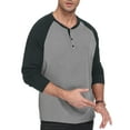 thumbnail image 3 of QDG Men's Henley Shirt Color Block Raglan Long Sleeve Slim Fit Casual Tee Shirt, 3 of 8