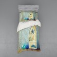 thumbnail image 2 of Nautical Duvet Cover Set, Nautical Boat Standing Against the Wall Other Aquatic Objects Sea Featured Picture, Bedding Set with Shams and Fitted Sheet, 3 Sizes, by Ambesonne, 2 of 3