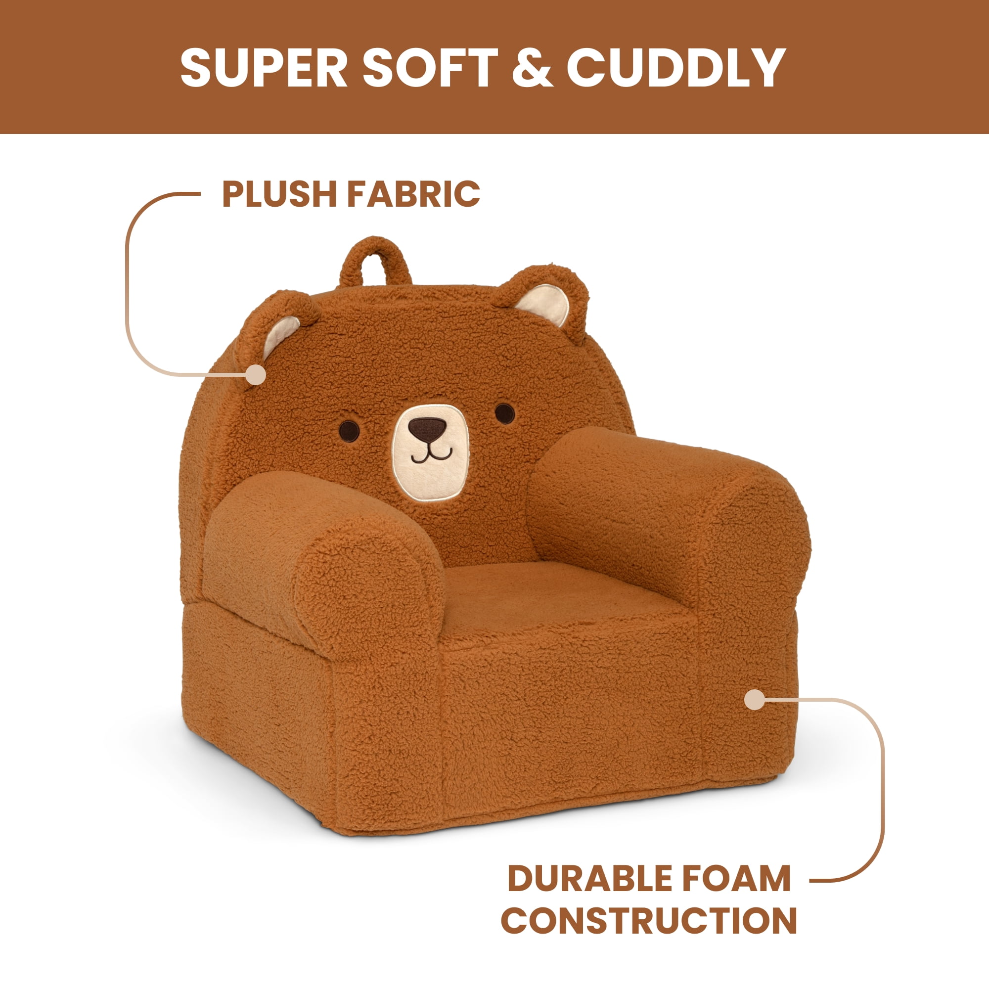 Delta Children Deluxe Teddy Bear Cozee Chair for Kids, Brown