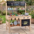 thumbnail image 4 of Costway Outdoor Mud Kitchen for Kids, Wooden Play Pretend Kitchen with Cooking Accessories Natural, 4 of 11