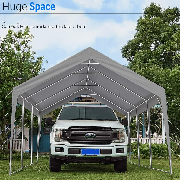 Veikous Outdoor Carport Canopy , Garage Car Shelter Shade with Metal Roof