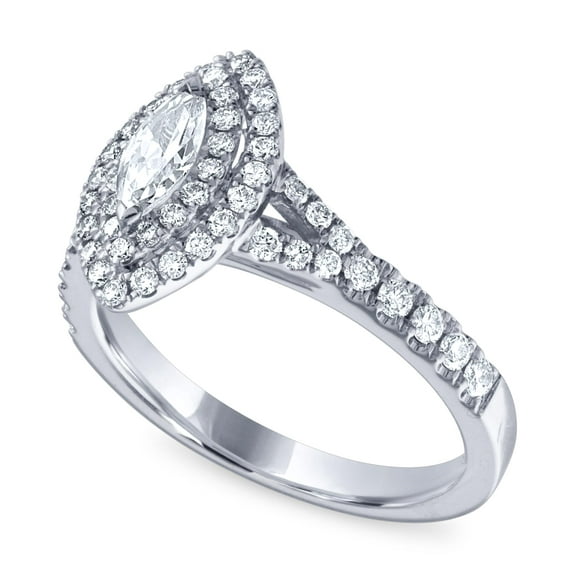 1 Carat Marquise Diamond Halo Engagement Ring in 14k White Gold (G-H, SI2-I1, cttw) Size 7