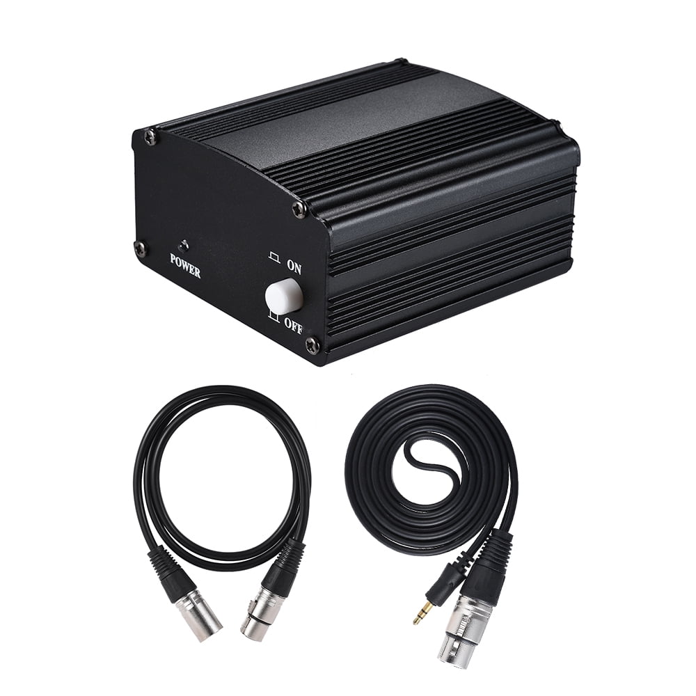 Phantom Power Supply,48V Portable Phantom Power Supply with USB and One XLR Audio Cable for Any Condenser Microphone Music Recording Equipment 