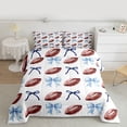 thumbnail image 2 of jejeloiu Kawaii Bowknot Bows Full Size Comforter Sets,Rugby Ball Game Bedding Sets For Girls Women Reversible 3 Pieces, 2 of 8