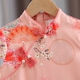 thumbnail image 6 of LIJCC Kid Girls Chinese Qipao Dress Peony Pattern Short Sleeve China Traditional Bride Dress Cheongsam Costume for Birthday Party Wedding, 6 of 8