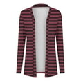 thumbnail image 2 of Plus Size Open Front Cardigans for Women Lightweight Striped Casual Fall Cardigan Tops S-5X Loose Comfy Outerwear (S, red), 2 of 6