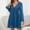 Blue, variant on Ladies 2025 Midi Mother's Day Photoshoot Spring Sexy Dress Solid V-Neck Long Sleeve Hollow Out Pockets Lace Pink Dress