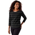 thumbnail image 4 of Women's Ashby Metallic Stripe 3/4 Sleeve T-Shirt Blck X-Large, 4 of 4