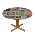 thumbnail image 3 of PIKWEEK  Round Fitted Tablecloth Vintage Mail Round Table Cloth with Elastic Edged Stamp Pattern Waterproof Wipeable Table Cover, 3 of 7