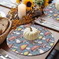 thumbnail image 6 of Fall Round Placemats Set of 4 Mushroom Place Mats Thanksgiving Woven Placemat Blue Polka Dots Plant Circle Braided Table Mat for Kitchen Dining Table Autumn Party Home Decor 15 Inch, 6 of 9